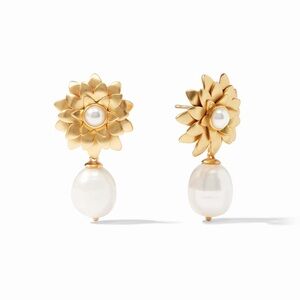 Julie Vos Gold and Pearl Floral Drop Earrings